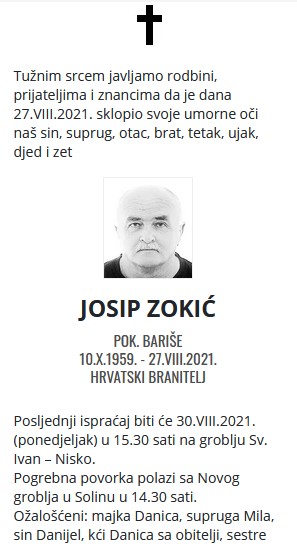 Josip Zokić - Hrvatski branitelj 1959. - 2021.