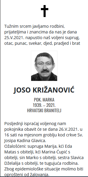 Joso Križanović - Hrvatski branitelj 1939. - 2021.