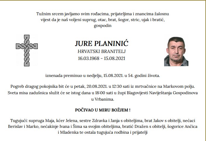 Jure Planinić - Hrvatski branitelj 1968. - 2021.