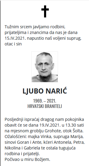Ljubo Narić - Hrvatski branitelj 1969. - 2021.