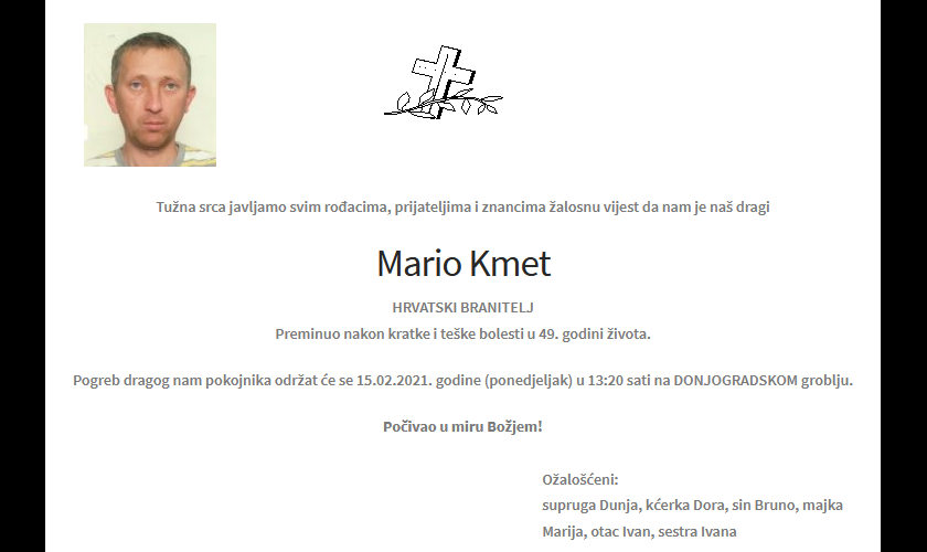 Mario Kmet - Hrvatski branitelj 1972. - 2021.