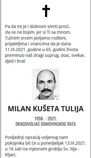 Milan Kušeta Tulija - Hrvatski dragovoljac 1956. - 2021.