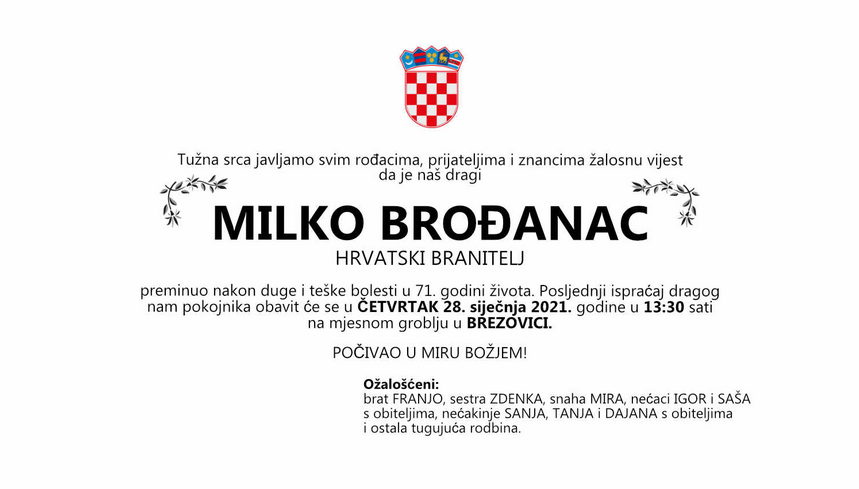 Milko Brođanac - Hrvatski branitelj 1950. - 2021.