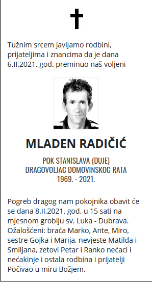 Mladen Radičić - Dragovoljac Domovinskog rata 1969. - 2021.