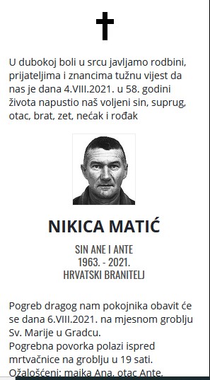 Nikica Matić - Hrvatski branitelj 1963. - 2021.