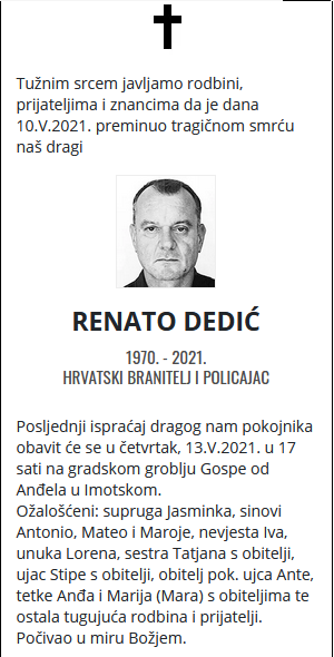 Renato Dedić - Hrvatski branitelj 1970. - 2021.