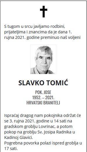 Slavko Tomić - Hrvatski branitelj 1952. - 2021.