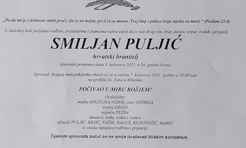 Smiljan Puljić - Hrvatski branitelj 1967. - 2021.