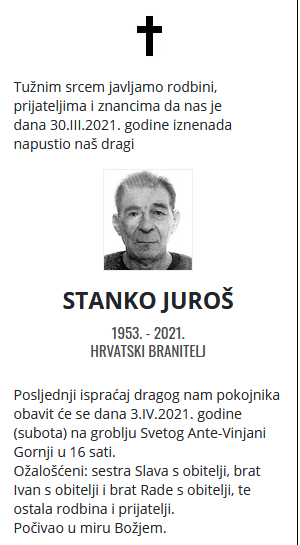 Stanko Juroš - Hrvatski branitelj 1953. - 2021.