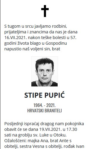 Stipe Pupić - Hrvatski branitelj 1964. - 2021.