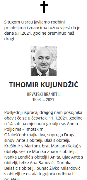Tihomir Kujundžić - Hrvatski branitelj 1958. - 2021.