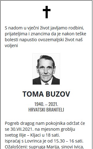 Toma Buzov - Hrvatski branitelj 1940. - 2021.