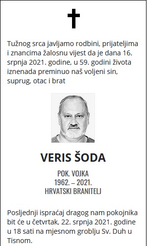 Veris Šoda - Hrvatski branitelj 1962. - 2021.