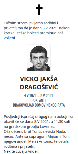 Vicko Jakša Dragošević - Hrvatski dragovoljac 1971. - 2021.