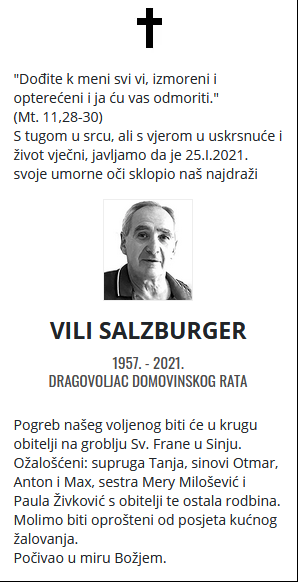 Vili Salzburger - Hrvatski branitelj 1957. - 2021.