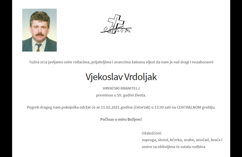 Vjekoslav Vrdoljak - Hrvatski branitelj 1962. - 2021.