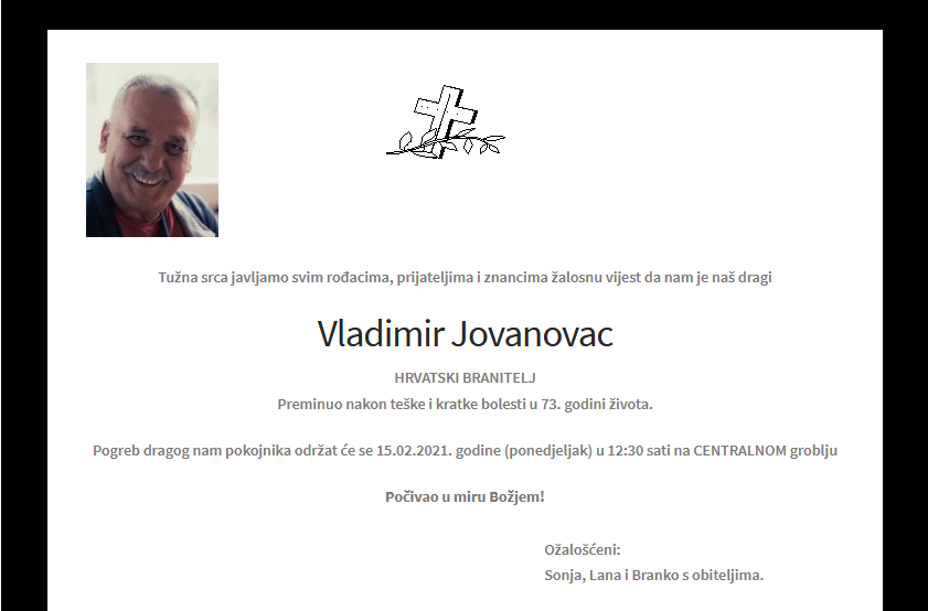 Vladimir Jovanovac - Hrvatski branitelj 1948. - 2021.