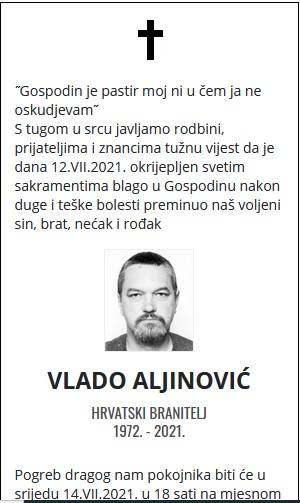 Vlado Aljinović - Hrvatski branitelj 1972. - 2021.