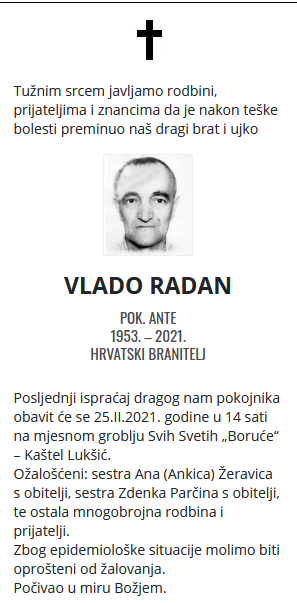 Vlado Radan - Hrvatski branitelj 1953. - 2021.