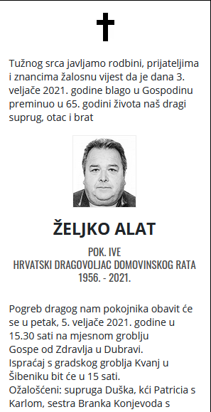 Željko Alat - Hrvatski dragovoljac 1956. - 2021.