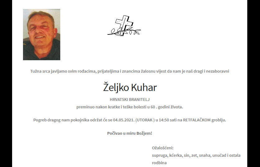Željko Kuhar - Hrvatski branitelj 1961. - 2021.