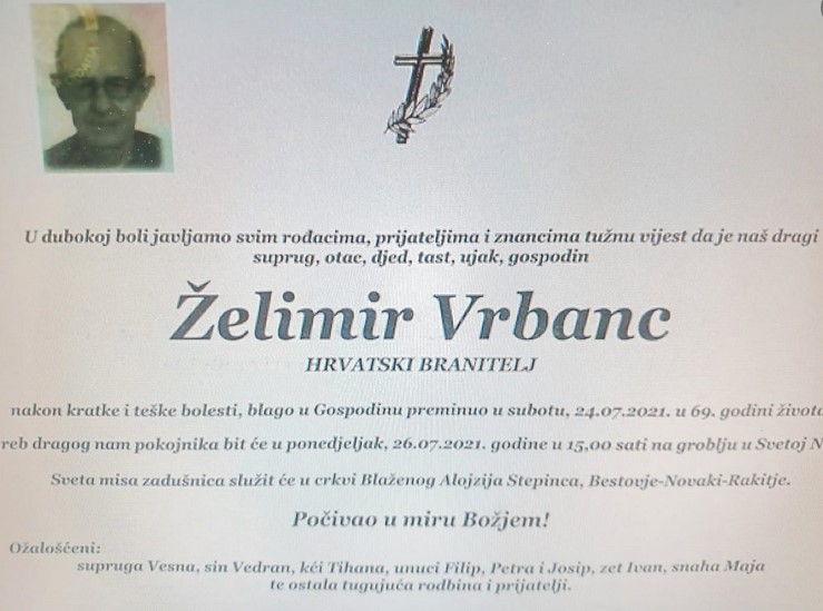 Želimir Vrbanc - Hrvatski branitelj 1952. - 2021.
