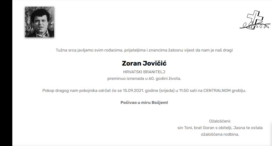 Zoran Jovičić - Hrvatski branitelj 1961. - 2021.
