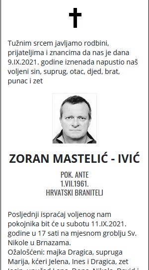 Zoran Mastelić Ivić - Hrvatski branitelj 1961. - 2021.