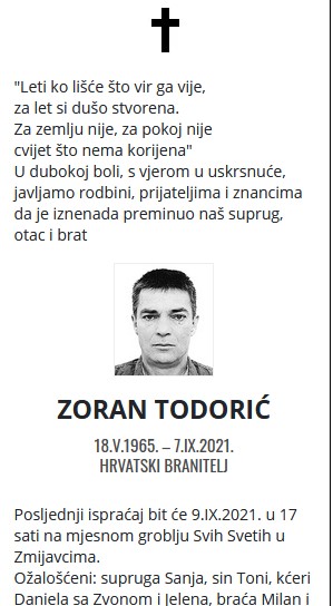 Zoran Todorić - Hrvatski branitelj 1965. - 2021.