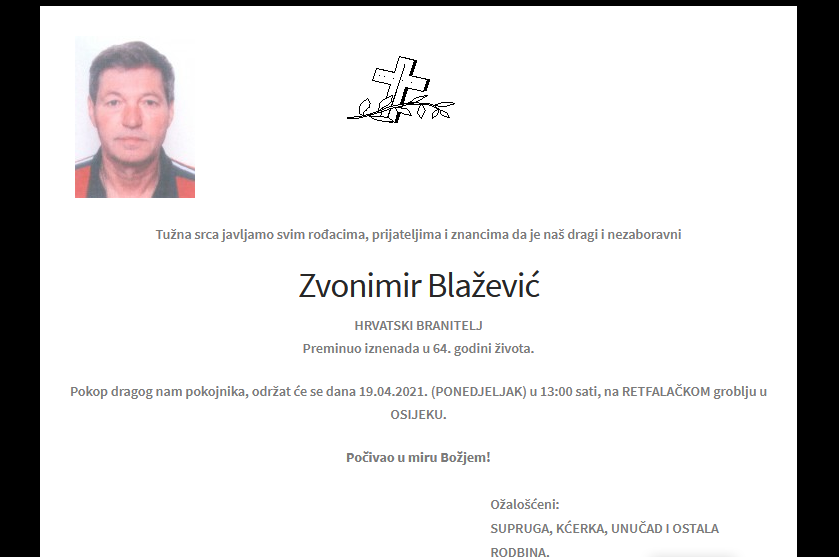 Zvonimir Blažević - hrvatski branitelj 1957. - 2021.