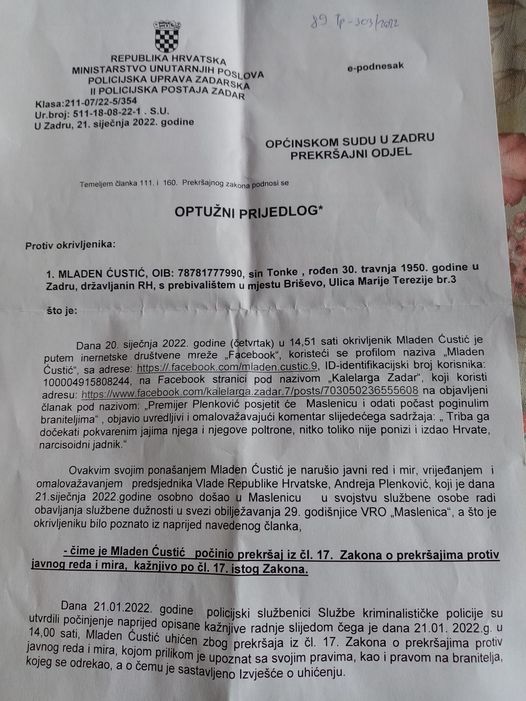 MLADEN ĆUSTIĆ: Kako sam završio u pritvoru zbog komentara o Plenkoviću: ‘Gledam ga i vidim muljanje! Valjda smijem reći što mislim‘