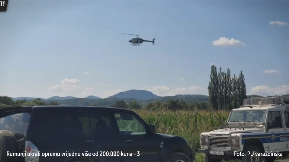 Rumunji u Varaždinu ukrali opremu vrijednu više od 200.000 kuna pa pobjegli u polje kukuruza: U potrazi sudjeluje pas tragač, dron i helikopter