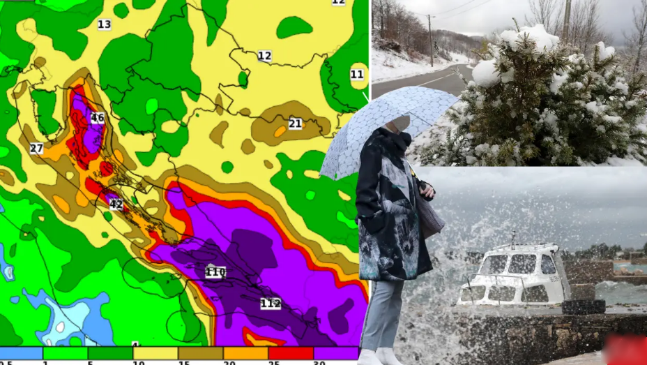 Stiže hladna fronta: Na moru valovi preko četiri metra, jaki udari bure, poplave i snijeg