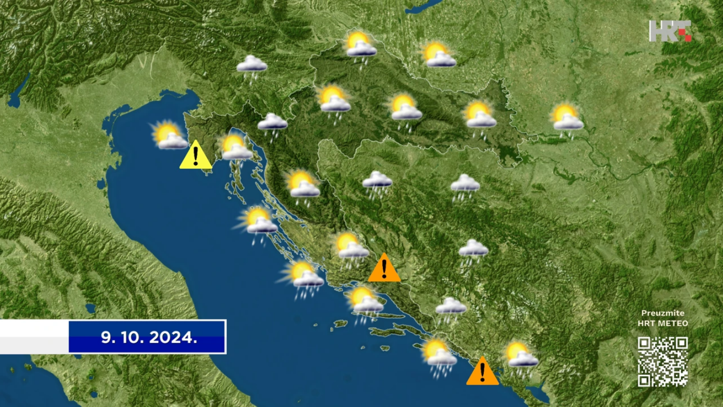 Promjenjivo vrijeme do petka uz južinu i obilne pljuskove, vikend donosi stabilizaciju uz buru