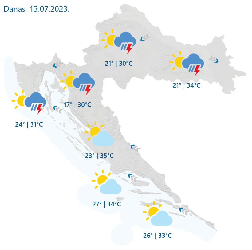 Promjenljivo vrijeme i lokalne oluje obilježavaju današnji dan