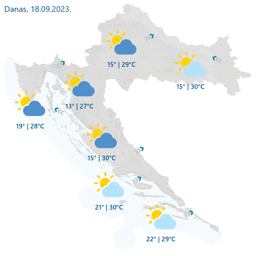 Promjenjivo vremensko razdoblje s iznadprosječnom temperaturom