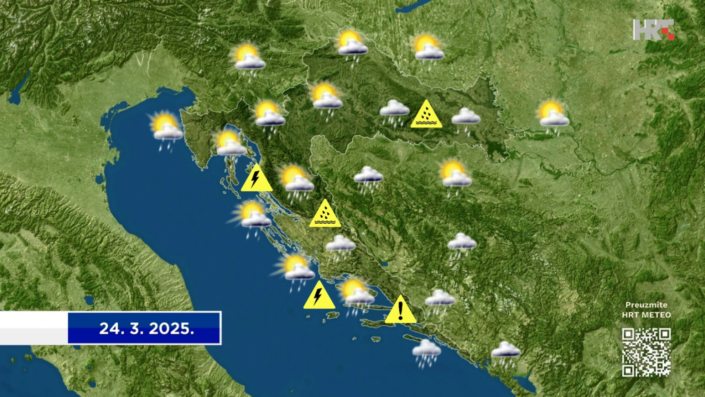 Promjenjivo vrijeme uz južinu: Kiša i natprosječna toplina u ponedjeljak