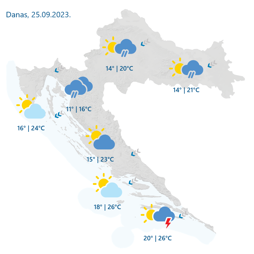 Nestabilno vrijeme diljem Hrvatske