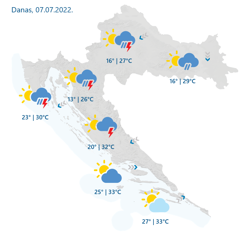 Promjena vremena: Upozorenja za veći dio Hrvatske