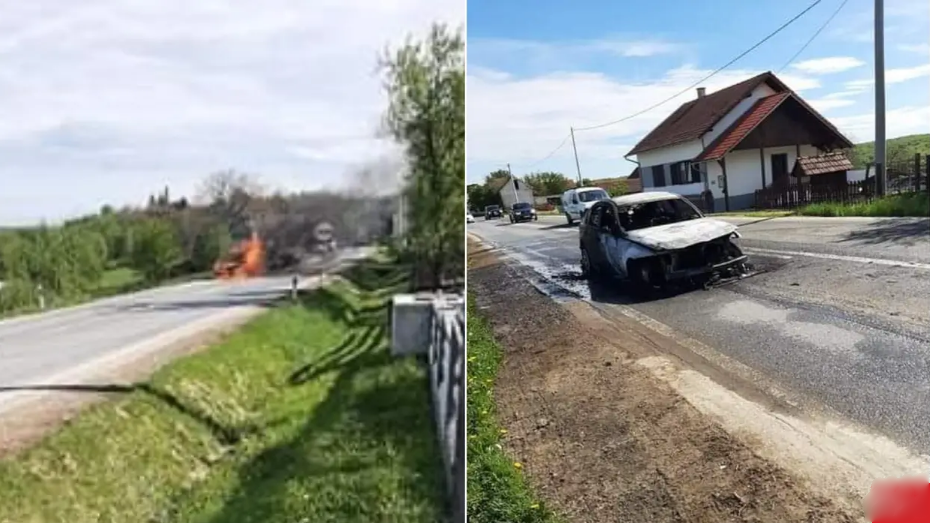 VIDEO Kod Virovitice je čekao da prođu ovce, zapalio mu se BMW