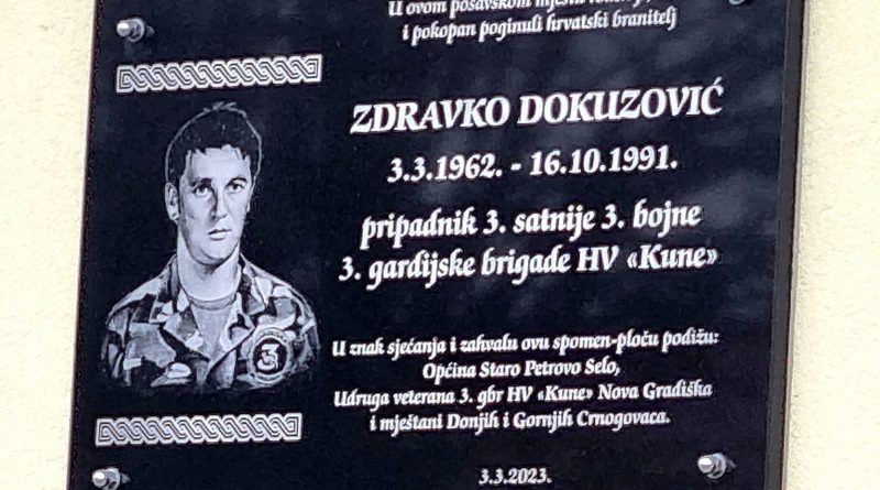 U spomen na Zdravka Dokuzovića poginulog dragovoljca Domovinskog rata