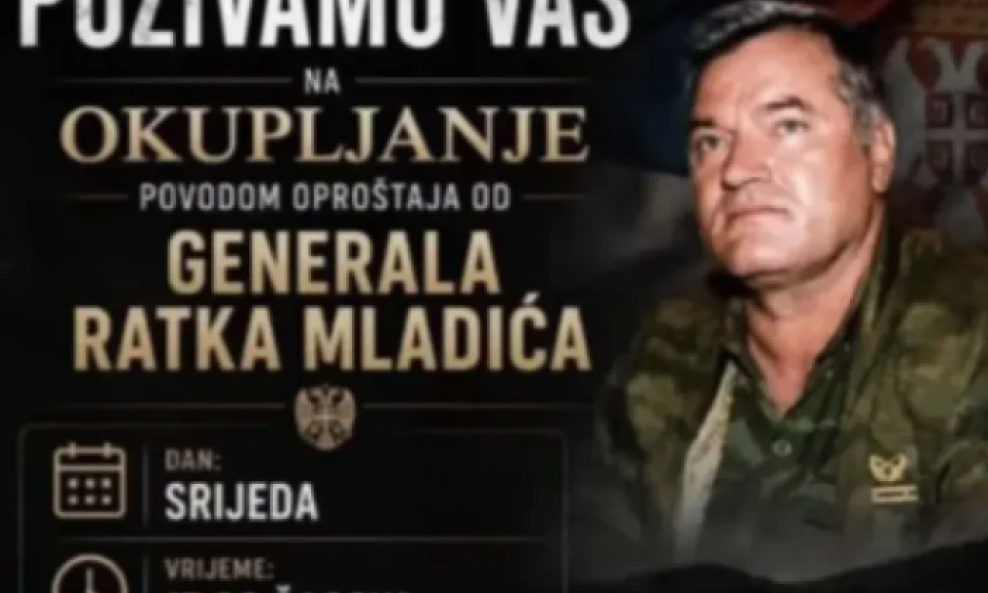 Sramotna najava u Srebrenici: Skup u čast Ratku Mladiću, osuđenom za genocid