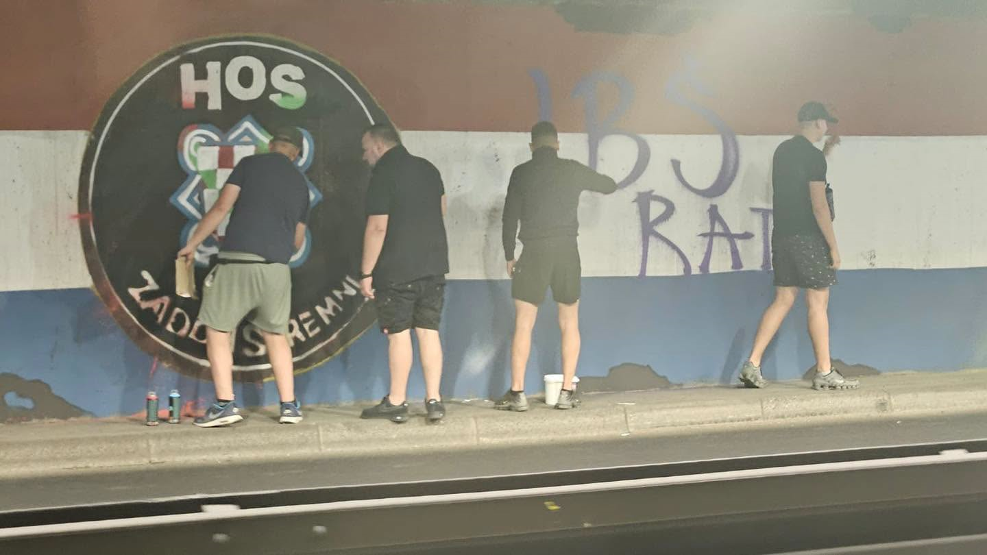 BBB-ovci krenuli obnavljati murale branitelja na Slavonskoj: Policija blokirala traku, nastao kaos u prometu