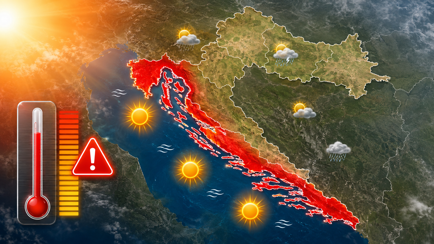 DHMZ: Riječka, splitska i dubrovačka regija još četiri dana pod najvišim upozorenjem