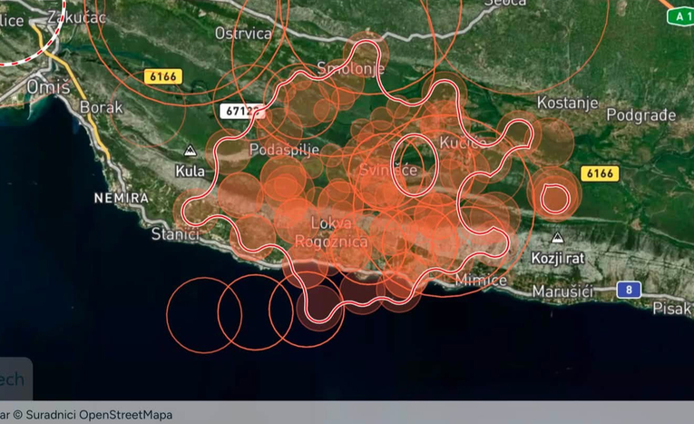Satelitske snimke otkrivaju razmjere požara kod Omiša
