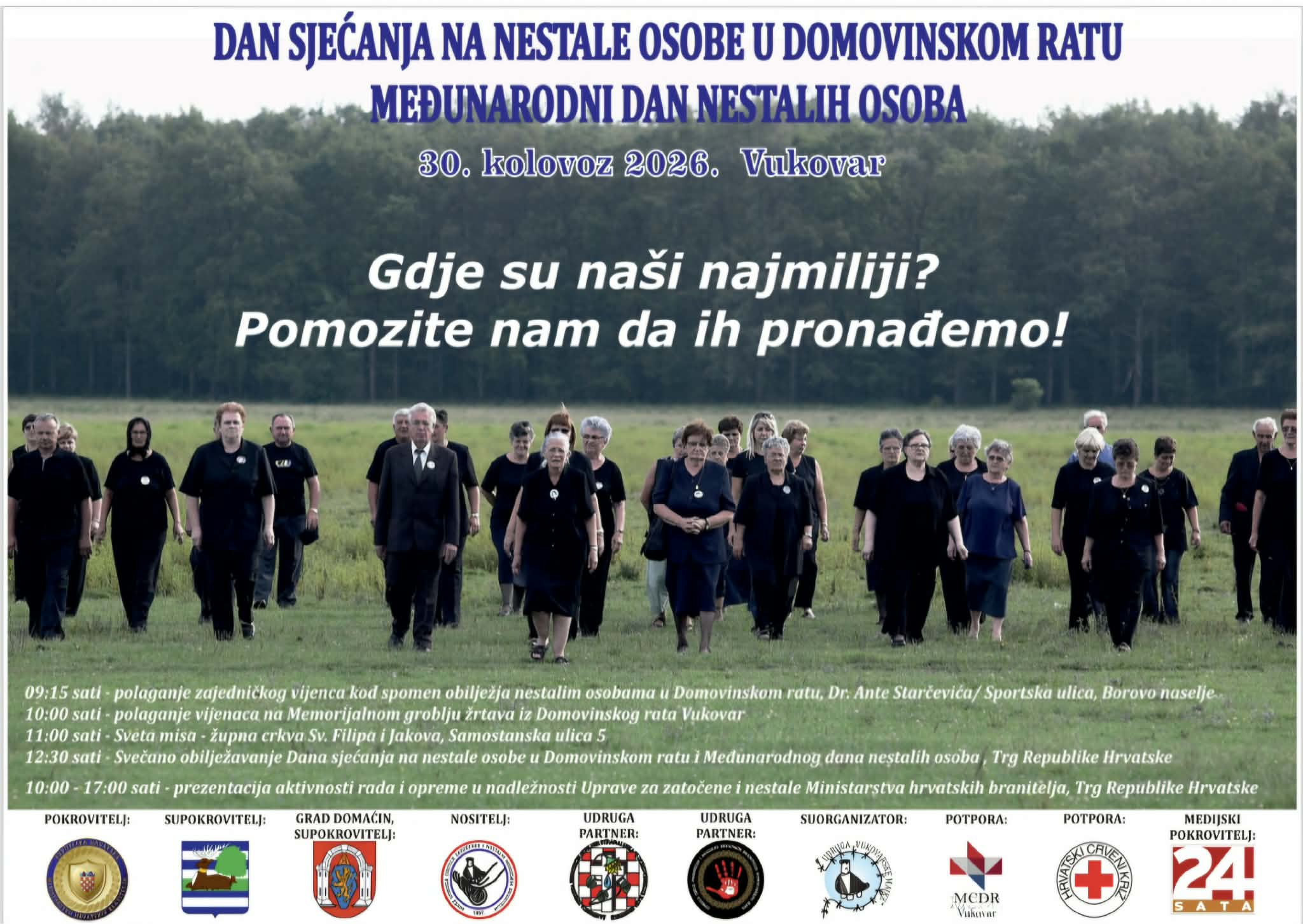 Vukovar obilježava Dan sjećanja na nestale osobe: „Gdje su naši najmiliji? Pomozite nam da ih pronađemo!“